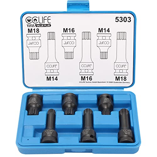 CCLIFE M14 M16 M18 Kraft XZN Bit Satz 1/2" Innen Vielzahn Nuss Steckschlüssel Schlagschrauber Bitset von CCLIFE