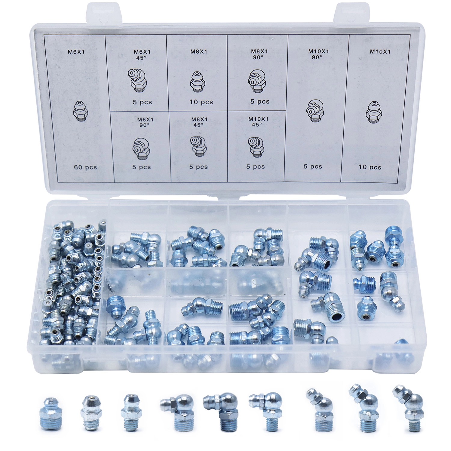 CCLIFE 110Teiliges Schmiernippel Sortiment M6 M8 M10 Gerade Abgewinkelt 45 90 Grad von CCLIFE