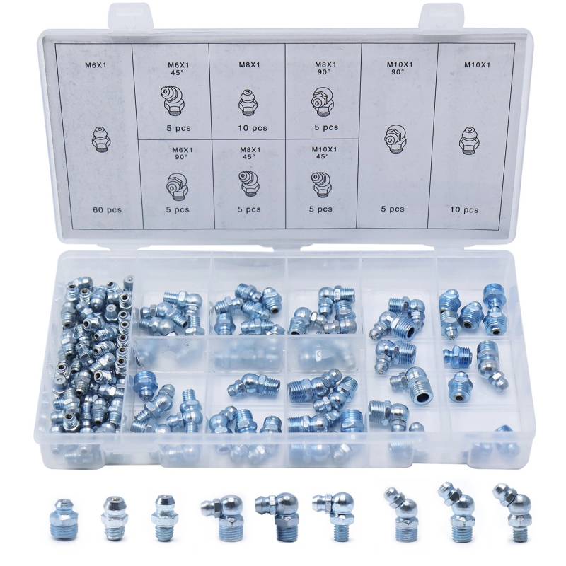 CCLIFE 110Teiliges Schmiernippel Sortiment M6 M8 M10 Gerade Abgewinkelt 45 90 Grad von CCLIFE
