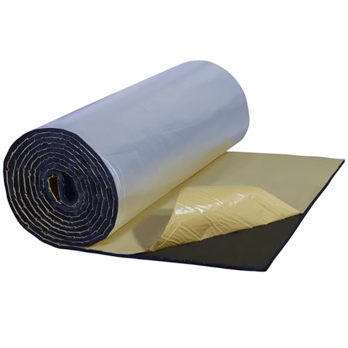 CCLIFE Dämmmatte mit Alubeschichtung Selbstklebend ECM-geprüft Auto 13mm Schallschutzmatte Feuchtigkeitsfest, Feuerfest Dämmung Isolierung Schallschutz,1x8m Probauwerk von CCLIFE