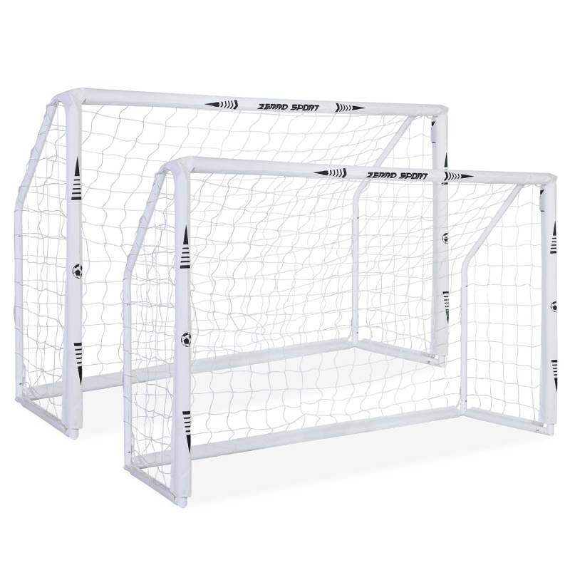 CCLIFE 2er Set Fussballtor mit Torwand 180cm für Garten Training und Spiel für Erwachsene und Kinder 180x60x120cm Weiss von CCLIFE