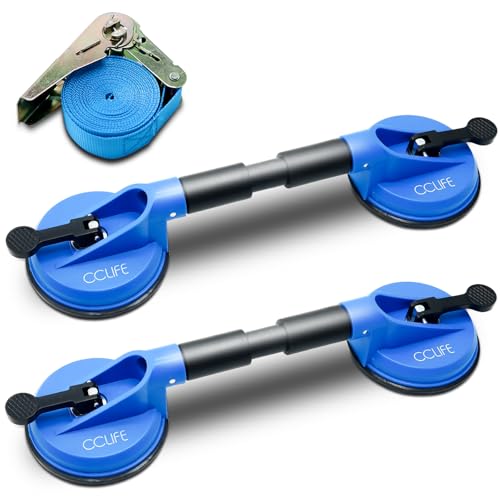 CCLIFE 2tlg Gummisauger Saugheber Glassauger Saugnapfhalter 120KG Tragkraft mit Sicherungsgurt Windschutzscheiben Reparaturset KFZ von CCLIFE