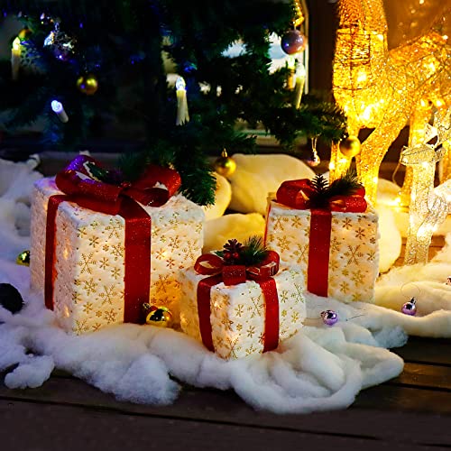 CCLIFE 3er Set LED Geschenkbox Weihnachten Weihnachtenbox Beleuchtete Lichterkette batteriebetrieb Weihnachtsdeko von CCLIFE