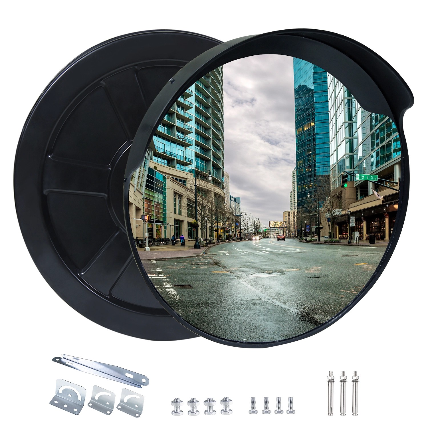 CCLIFE 45cm Verkehrsspiegel für Einfahrt und Garage, Verstellbar für Innen Außen von CCLIFE