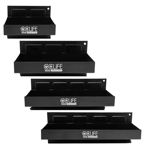 CCLIFE 4tlg Magnet Ablagen Schwarzes 150-210-270-310mm Magnetschale Werkzeug Halterung für Werkstatt Werkzeugwagen von CCLIFE