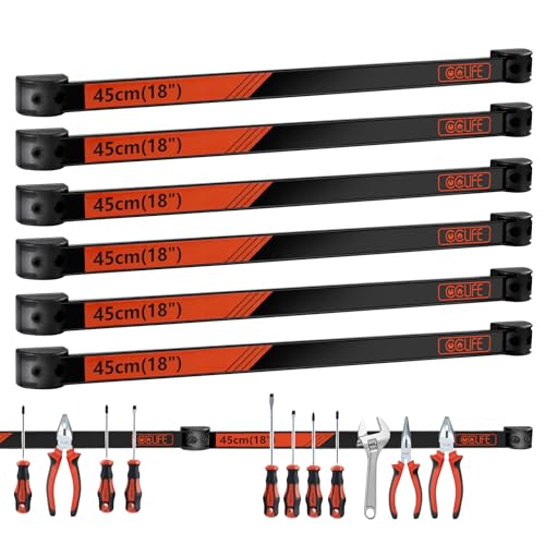 CCLIFE 6tlg Magnetleiste Werkzeug 45cm 23kg Magnetschiene Magnetisch Werkzeugleiste für Werkstatt von CCLIFE
