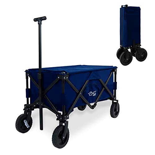 CCLIFE Bollerwagen Faltbar bis 80kg Belastbar Breite All Terrain Reifen Handwagen Klappbar mit Teleskopstange Bremsen Dunkelblau, CushHom CCLIFE Bollerwagen Faltbar bis 80kg Belastbar Breite All Terrain Reifen Handwagen Klappbar mit Teleskopstange Bremsen Dunkelblau, CushHom von CCLIFE