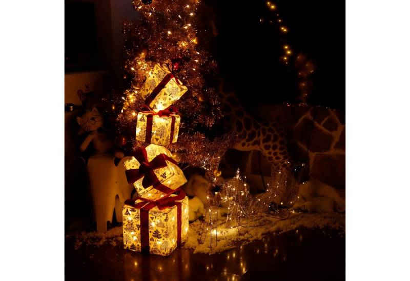 CCLIFE Christbaumschmuck LED Geschenkbox 4er, Weihnachten Weihnachtenbox Beleuchtete von CCLIFE
