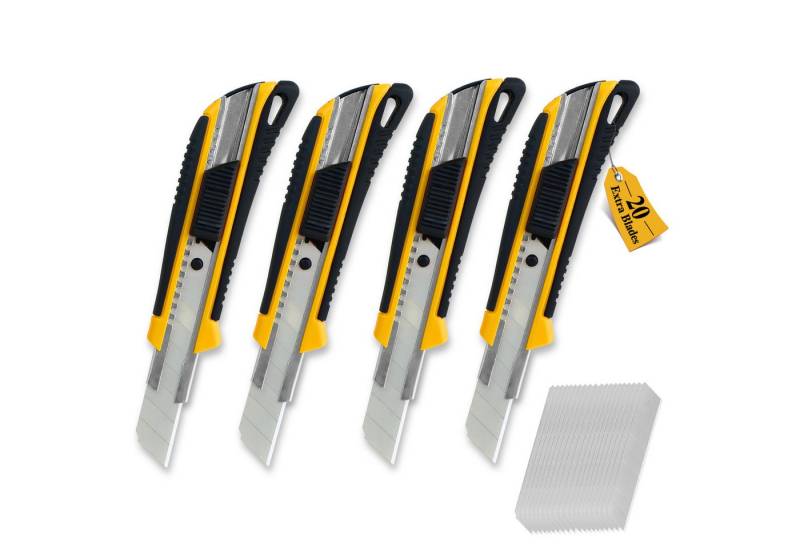 CCLIFE Cuttermesser 4 Stück Cuttermesser 18mm, 20 Ersatzklingen, (20-tlg) von CCLIFE