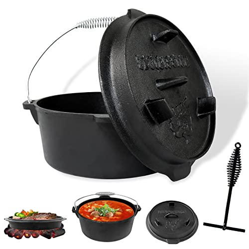 CCLIFE Dutch Oven Set 4/6/9 Liter Gusseisen Grilltopf mit Feuertopf Gusseisen Topf für Grill Camping von CCLIFE