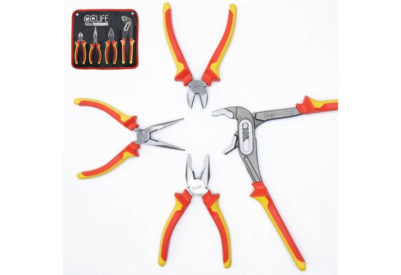 CCLIFE Flachrundzange 4 tlg. Profi Zangen Satz Universal Kombizange Zangen,Werkzeug Zangen, Packung 4-tlg. von CCLIFE