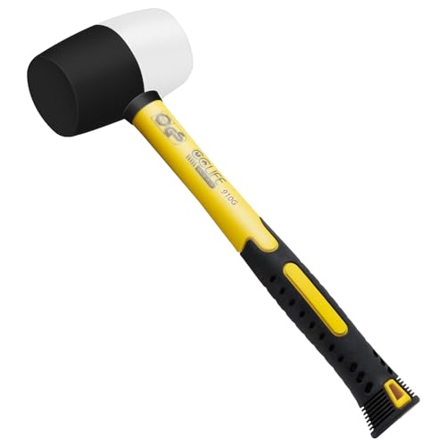 CCLIFE Gummihammer Schwarz/Weiß 910g Zertifiziert durch TÜV und GS Gummi hammer mit zwei Seiten, D=65 mm Schonhammer für Bodenleger und Fliesen von CCLIFE