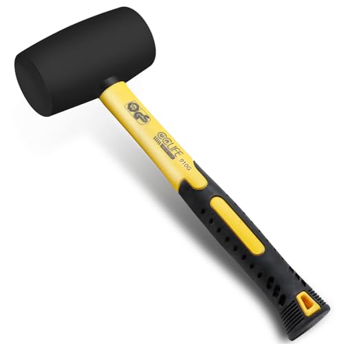 CCLIFE Gummihammer Schwarz 910g Zertifiziert durch TÜV und GS Gummi hammer mit zwei Seiten, D=65 mm Schonhammer für Bodenleger und Fliesen von CCLIFE