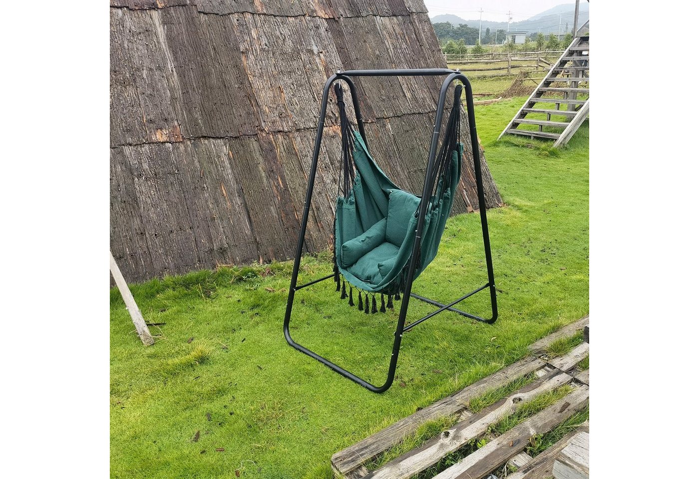 CCLIFE Hängesessel Hängesessel mit Gestell Hängeschaukel Hängestuhl (1er Set mit Gestell), mit gestell von CCLIFE