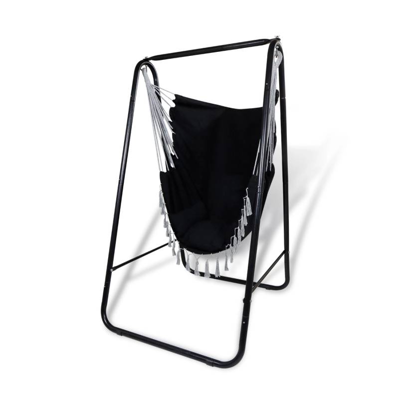 CCLIFE Hängesessel mit Gestell Kissen Hängeschaukel Hängestuhl Bis 100kg Indoor Outdoor Garten Schwarz CCLIFE Hängesessel mit Gestell Kissen Hängeschaukel Hängestuhl Bis 100kg Indoor Outdoor Garten Schwarz von CCLIFE
