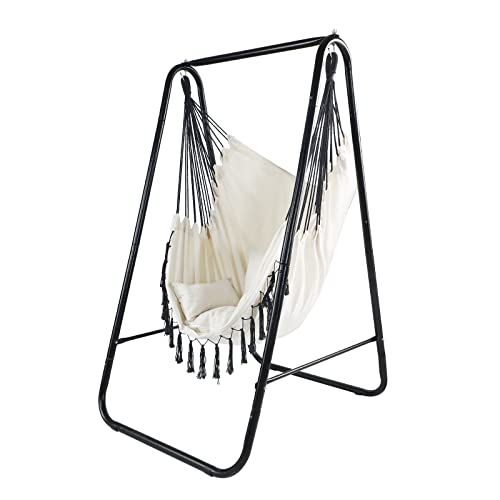 CCLIFE Hängesessel mit Gestell Kissen Hängeschaukel Hängestuhl Bis 100kg Indoor & Outdoor Garten Hängesitz von CCLIFE