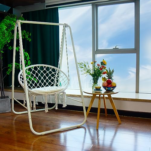 CCLIFE Hängesessel mit Gestell Kissen Hängeschaukel Hängestuhl Bis 100kg Indoor & Outdoor Garten Hängesitz von CCLIFE
