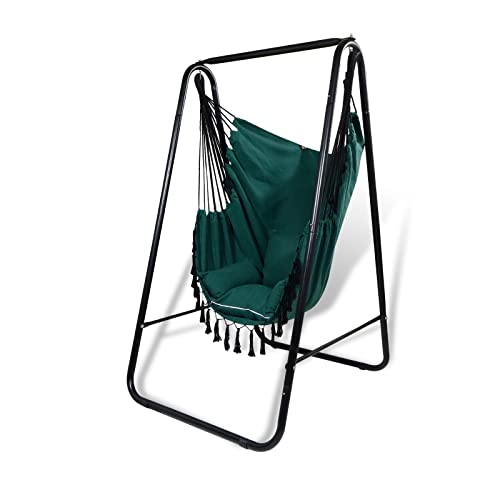 CCLIFE Hängesessel mit Gestell Kissen Hängeschaukel Hängestuhl Bis 100kg Indoor & Outdoor Garten Hängesitz von CCLIFE