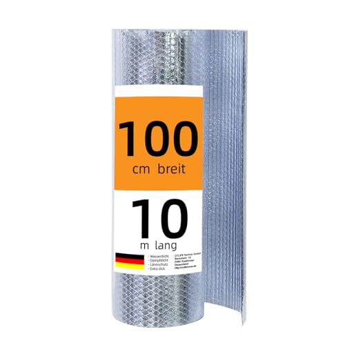 CCLIFE Isolierfolie Dämmfolie 1x10 m - 10㎡ Folie Reflexionsfolie Aluminisierte Isolierfolie Dachisolierung Isolierungsfolie für Wärmehaltung Heizkörper für Dächer Dachböden Garage von CCLIFE