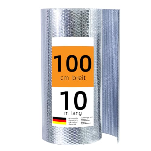 CCLIFE Isolierfolie Dämmfolie 1x10 m - 10㎡ Folie Reflexionsfolie Aluminisierte Isolierfolie Dachisolierung Isolierungsfolie für Wärmehaltung Heizkörper für Dächer Dachböden Garage von CCLIFE