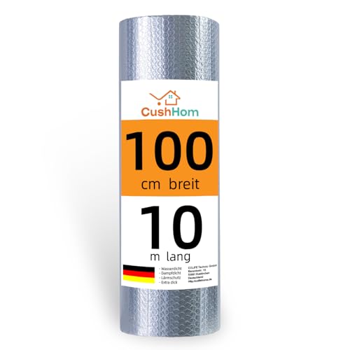 CCLIFE Isolierfolie Thermofolie Aluminisierte Dämmfolie Alu Luftpolsterfolie 3-4mm Heizkörper Reflexionsfolie für Dächer Fenster Rohre Böden,1X10m-10㎡ von CCLIFE