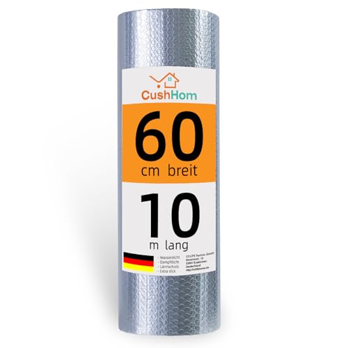 CCLIFE Isolierfolie Thermofolie Aluminisierte Dämmfolie Alu Luftpolsterfolie 3.5-4.5mm Heizkörper Reflexionsfolie für Dächer Fenster Rohre Böden,0.6x10m-6㎡ von CCLIFE