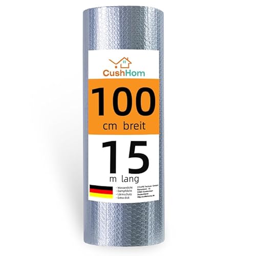 CCLIFE Isolierfolie Thermofolie Aluminisierte Dämmfolie Alu Luftpolsterfolie 3-4mm Heizkörper Reflexionsfolie für Dächer Fenster Rohre Böden,1X15m-15㎡ von CCLIFE