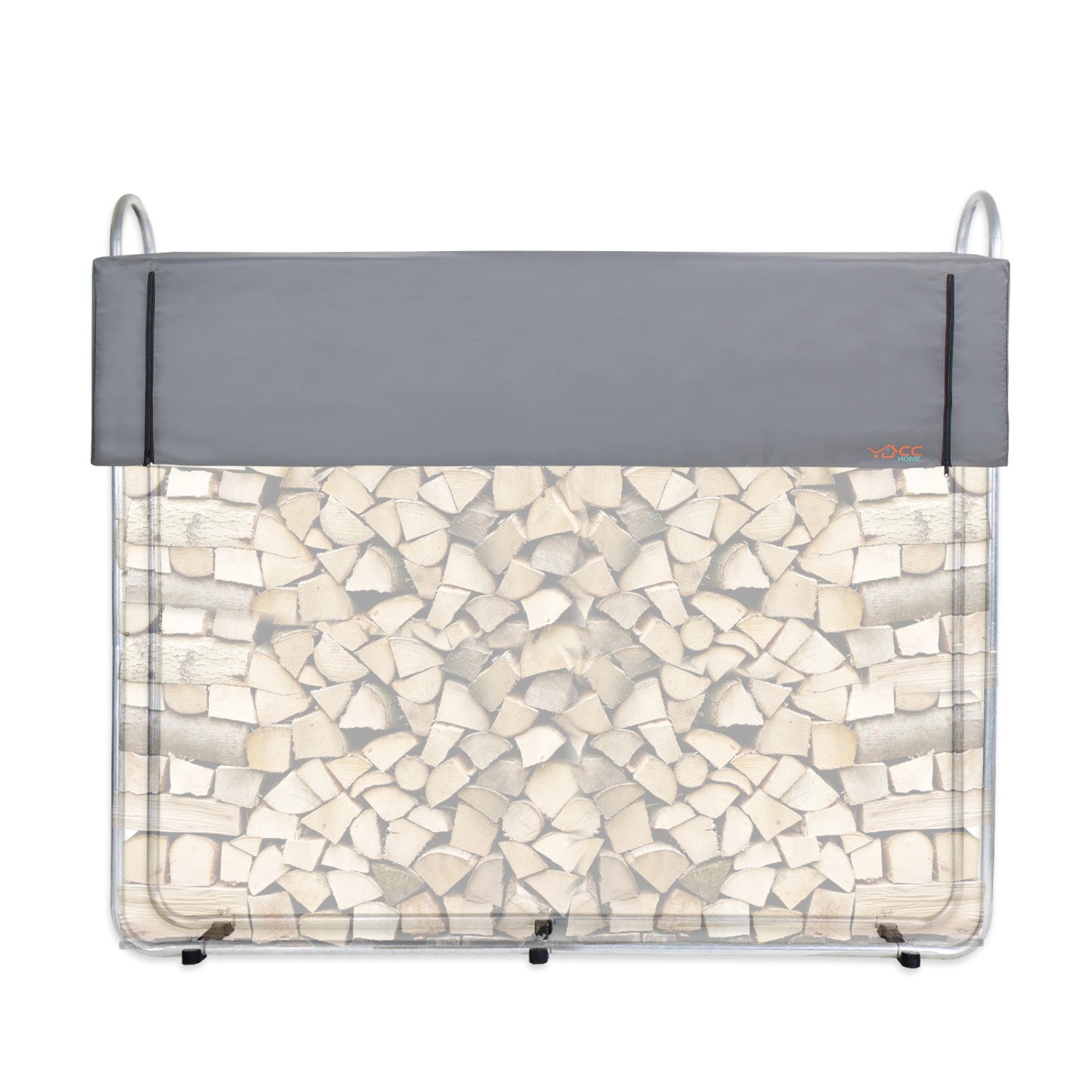 CCLIFE Kaminholzregal Innen und Außen Stapelhilfe für Brennholz aus Verzinktem Eisen 165x25x146cm mit Wasserfestplane von CCLIFE