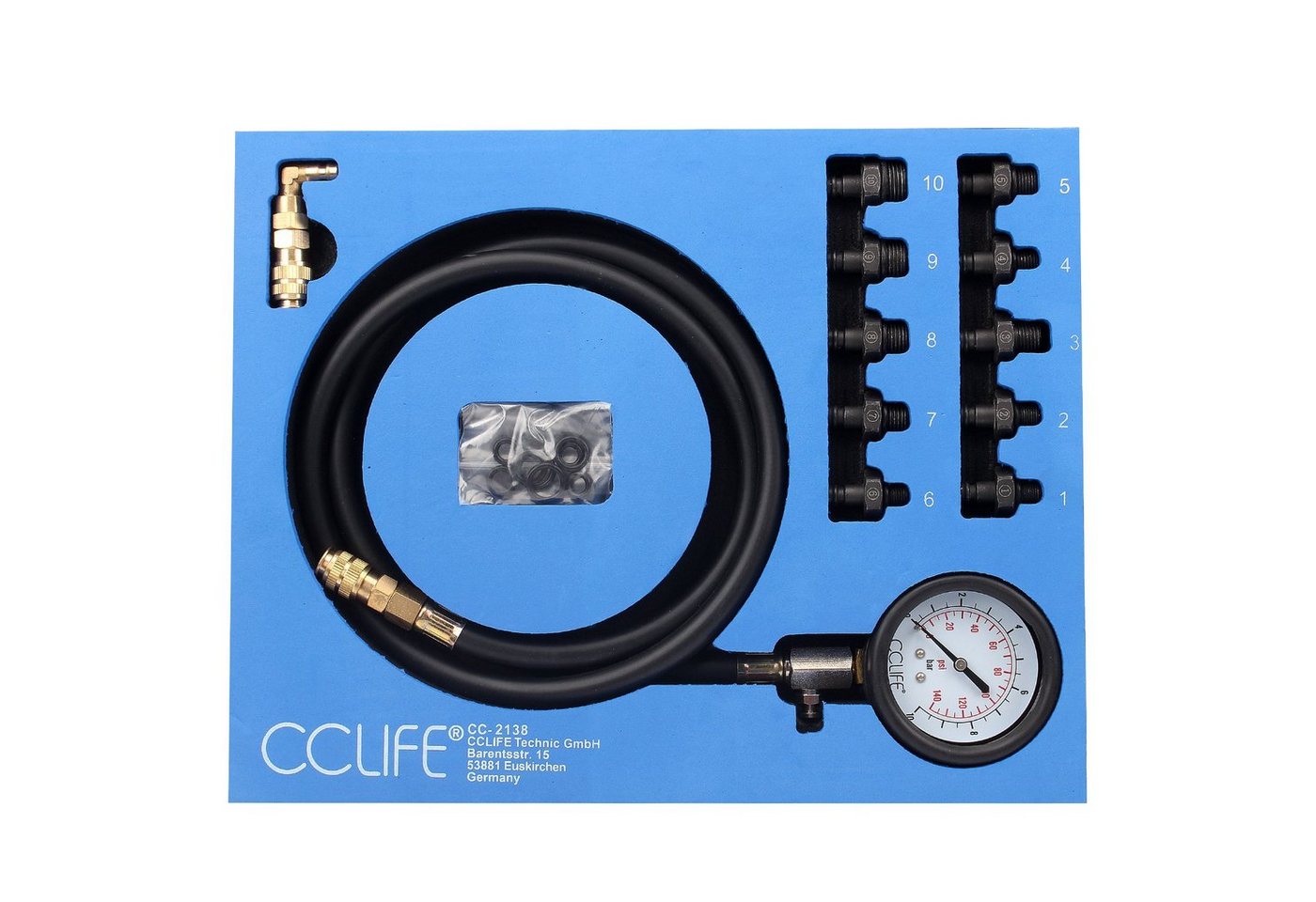 CCLIFE Kassettenabzieher Öldruckprüfer Öldrucktester Set Öl-Meßgerät Öldruckmesser Werkzeug von CCLIFE