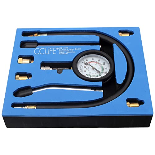 CCLIFE Kompressionsprüfer Benzin Motor M10 M12 M14 M18 Kompressionstester Kompressionsmessgerät 0-20 bar & 0-300 psi von CCLIFE