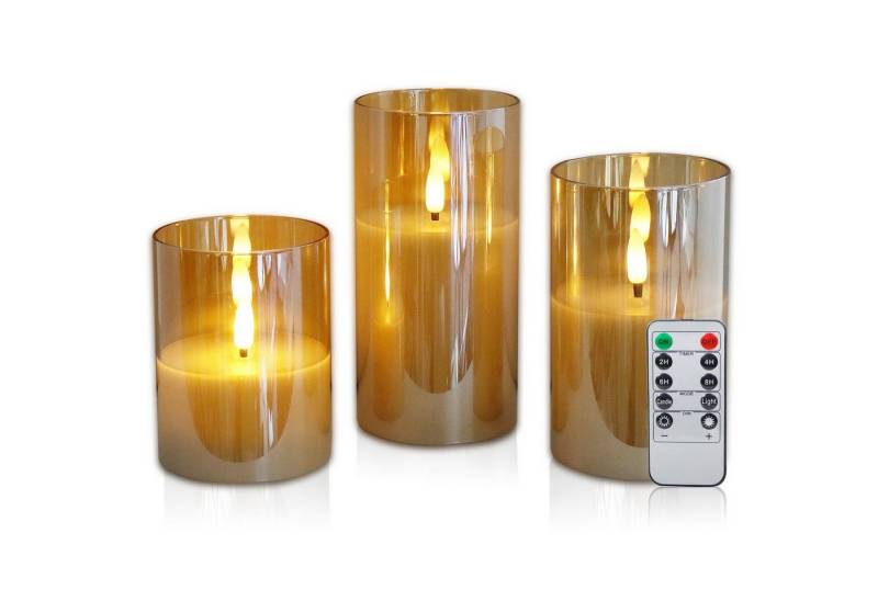 CCLIFE LED-Kerze LED Kerzen mit Glas Fernbedienung Timer Funktion, Echtwachs, mit Fernbedienung von CCLIFE