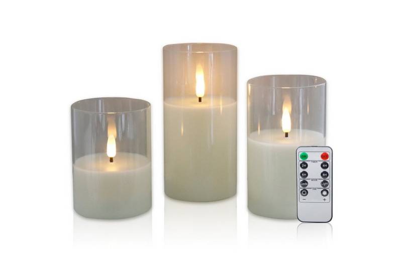 CCLIFE LED-Kerze LED Kerzen mit Glas Fernbedienung Timer Funktion, Echtwachs, mit Fernbedienung von CCLIFE