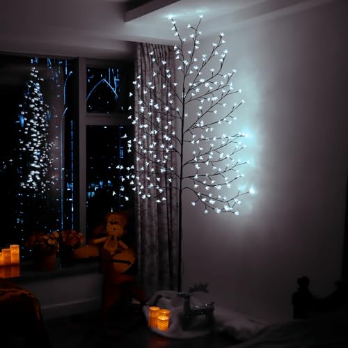 CCLIFE LED Kirschblütenbaum Baum Blütenbaum Weihnachtsbaum warmweiß kaltweiß ihnen außen Lichterdeko LED-Weihnachtsbaum, Color:Kaltweiß, Größe:220cm von CCLIFE