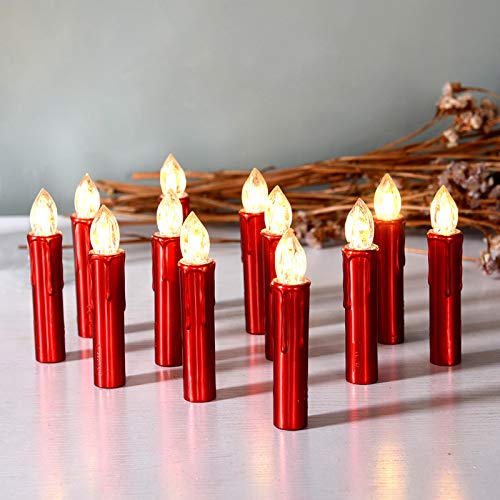 CCLIFE LED Weihnachtskerzen Kabellos RGB Kerzen Dimmbar Bunt Weihnachtsbaumkerzen Christbaumkerzen mit Fernbedienung Timer,Lichtfrabe:RGB von CCLIFE
