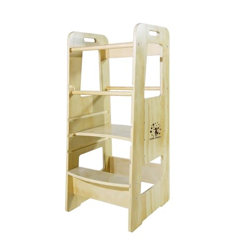 CCLIFE Lernturm ab 1 Jahr Montessori Kinderstuhl, Höhenverstellbarer Learning Tower, Küchenhelfer für Kinder, Sicherer und Leicht zu Reinigen, Bis 100 kg Tragkraft von CCLIFE