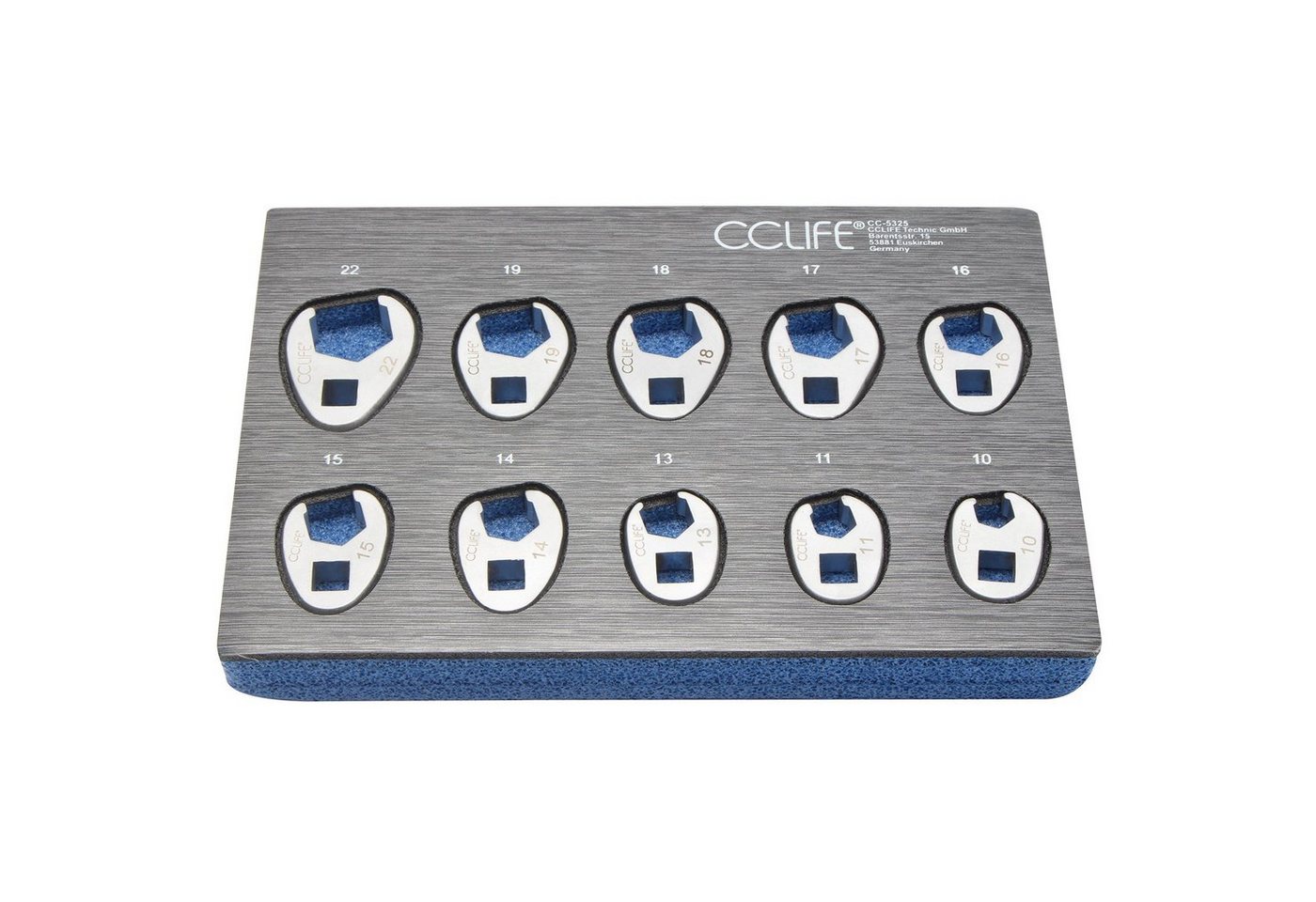 CCLIFE Maulschlüssel 10tlg Hahnenfußschlüssel Steckschlüssel 3/8 10-22mm (10 St)" von CCLIFE