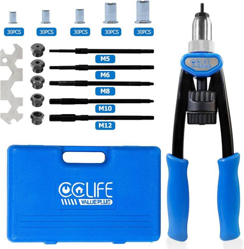 CCLIFE Montagezange Nietmutternzange, Nietzange Set inkl.150 M5-M12 Gewinde Nietmuttern, Set, M5-M12 150 Nietmuttern Profi Nietmutternzange Set CCLIFE Montagezange Nietmutternzange, Nietzange Set inkl.150 M5-M12 Gewinde Nietmuttern, Set, M5-M12 150 Nietmuttern Profi Nietmutternzange Set von CCLIFE