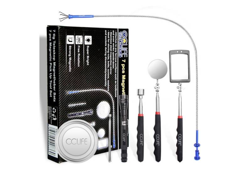 CCLIFE Multitool 7tlg Magnet Teleskop Werkzeug Set Inspektionsspiegel Magnetheber, (7 St) von CCLIFE