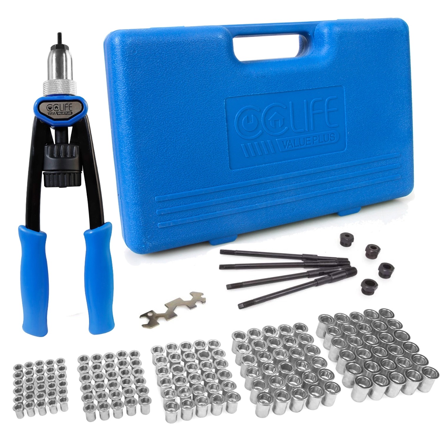 CCLIFE Profi Nietmutternzange Set mit 150 Stück M5-M12 Stahl Nietmuttern CCLIFE Profi Nietmutternzange Set mit 150 Stück M5-M12 Stahl Nietmuttern von CCLIFE
