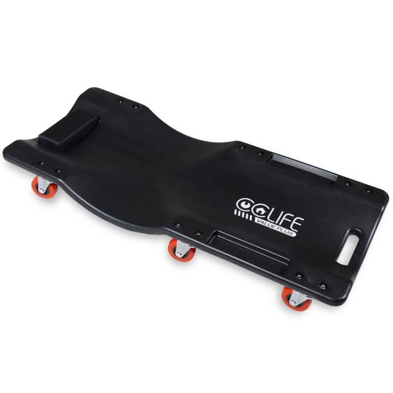 CCLIFE Rollbrett Werkstatt Rollliege Montagerollbrett Werkstattliege Tragkraft 180 kg Mit Kopfstütze 6 Bewegliche Flexible Rollen Werkstattsofa von CCLIFE