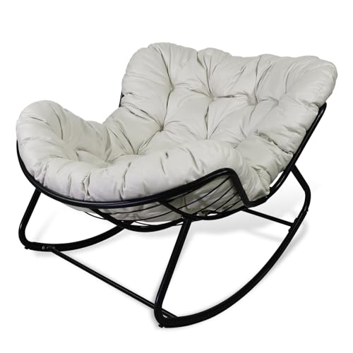 CCLIFE Schaukelstuhl Schaukelsessel Extra groß Wohnzimmer Relaxstuhl Belastbarkeit Bis 150kg Beige,CushHom CCLIFE Schaukelstuhl Schaukelsessel Extra groß Wohnzimmer Relaxstuhl Belastbarkeit Bis 150kg Beige,CushHom von CCLIFE