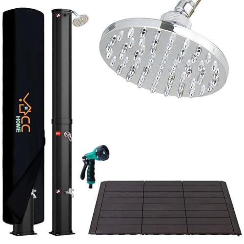 CCLIFE Solardusche 60L mit Kunststoffboden und Handbrause Solar Gartendusche Pooldusche Regendusche Außendusche Garten Brause warmes Wasser von CCLIFE