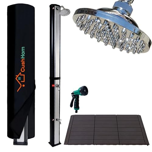 CCLIFE Solardusche 35L mit Kunststoffboden und Handbrause Solar Gartendusche Pooldusche Regendusche Außendusche Garten Brause warmes Wasser von CCLIFE