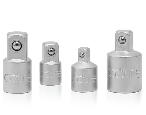 CCLIFE 4tlg Adapter Satz Stecknussadapter Stecknuss-Adapter für Ratschen 1/2" auf 3/8", 3/8" auf 1/2", 3/8" auf 1/4", 1/4" auf 3/8" für Knarren, Nuss, Steckschlüsseln von CCLIFE