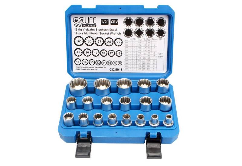 CCLIFE Steckschlüssel Vielzahn Torx Steckschlüssel 1/2 Zoll Werkzeug 8-32mm Nüsse Stecknüsse von CCLIFE