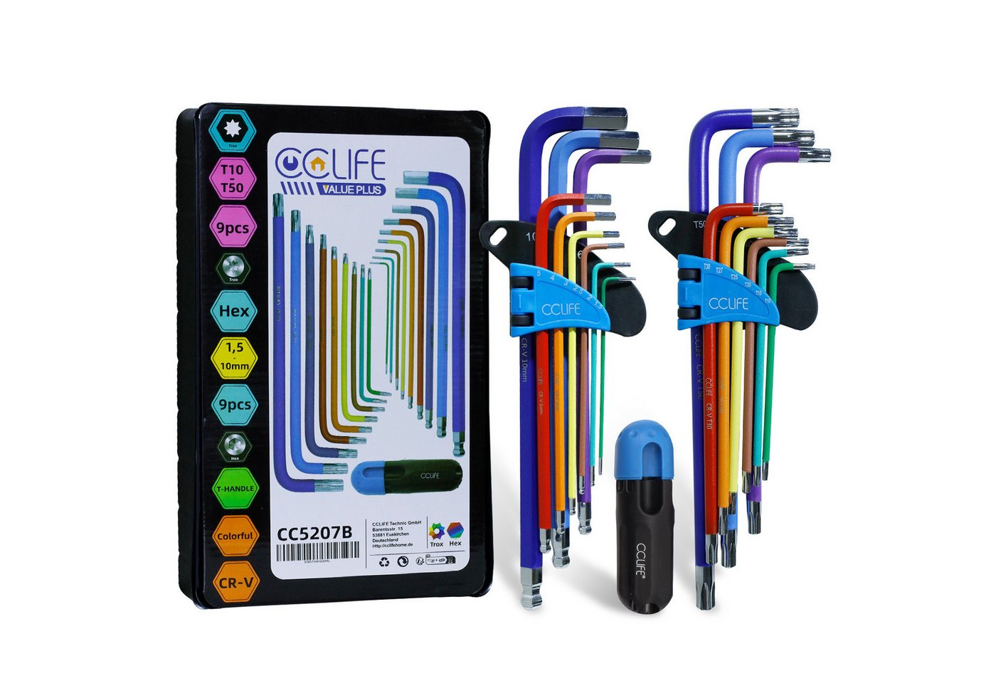 CCLIFE Stiftschlüssel 19 tlg Torx Innensechskant Winkelschlüsselsatz mit Griff CCLIFE Stiftschlüssel 19 tlg Torx Innensechskant Winkelschlüsselsatz mit Griff von CCLIFE