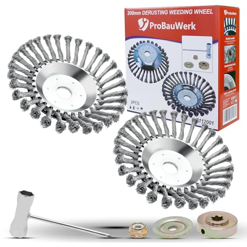 CCLIFE Unkrautbürste Freischneider 2er Set, Wildkrautbürste für Motorsense Rundbürste 200 x 25,4 mm mit Zubehör, PROBAUWERK CCLIFE Unkrautbürste Freischneider 2er Set, Wildkrautbürste für Motorsense Rundbürste 200 x 25,4 mm mit Zubehör, PROBAUWERK von CCLIFE