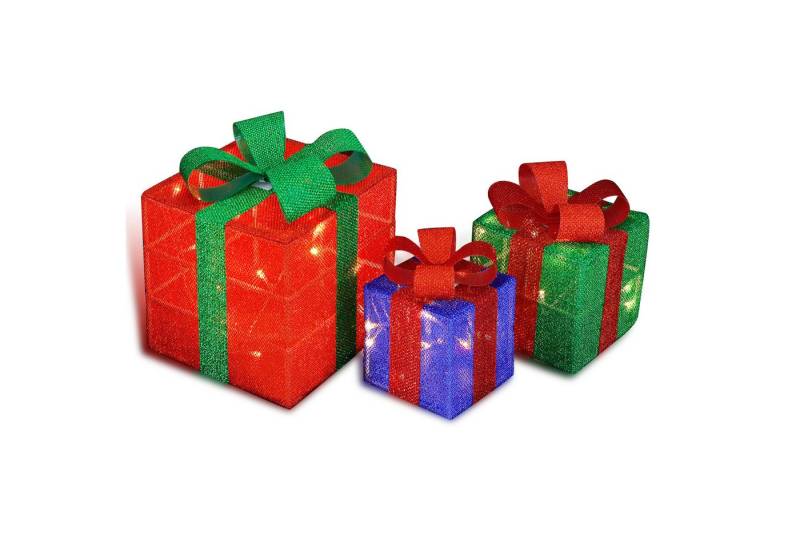 CCLIFE Weihnachtsfigur LED Geschenkbox 3er Set Weihnachten Weihnachtenbox Beleuchtete von CCLIFE