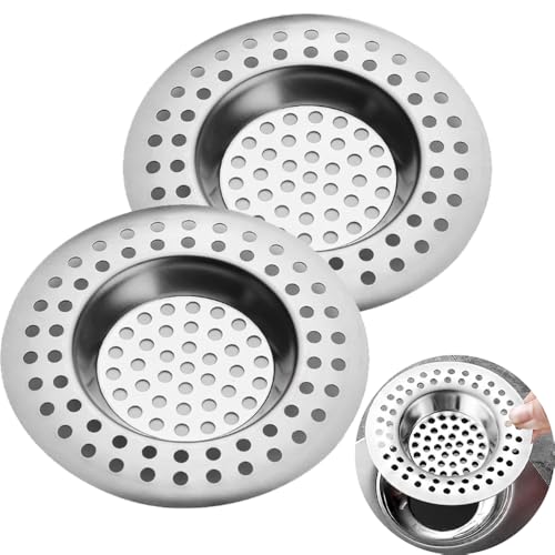 2 Stück Abflusssieb Edelstahl, Abfluss Sieb, Spüle Filter Sieb, Haarsieb Dusche, Waschbecken Sieb, Spülbeckensieb, Abflusssieb Siebe für Dusche,Badewanne, Küche,2.95 "/ 7.5 cm von CCLKHY