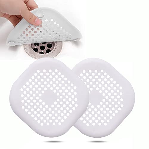 2 Stück Abflusssieb Silikon, Abflusssieb Dusche Haarfänger Badewanne Abflussabdeckung, Abflusssieb für Badezimmer Badewanne und Küche (2 Weiß) von CCLKHY